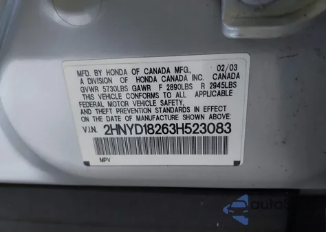 2003 Acura Mdx from USA, damaged, VIN 2HNYD18263H523083